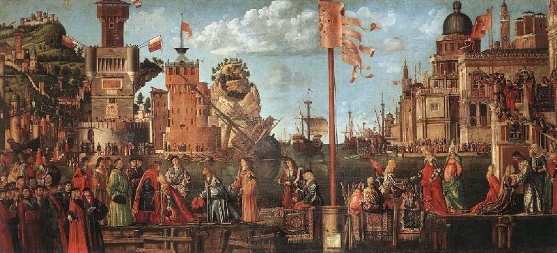 CARPACCIO, Vittore Meeting of the Betrothed Couple and the Departure of the Pilgrims